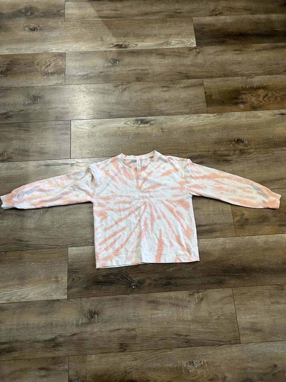 ACTIV 8 Pink and White Spiral Tie-Dye Long Sleeve Crewneck Sweatshirt Size S